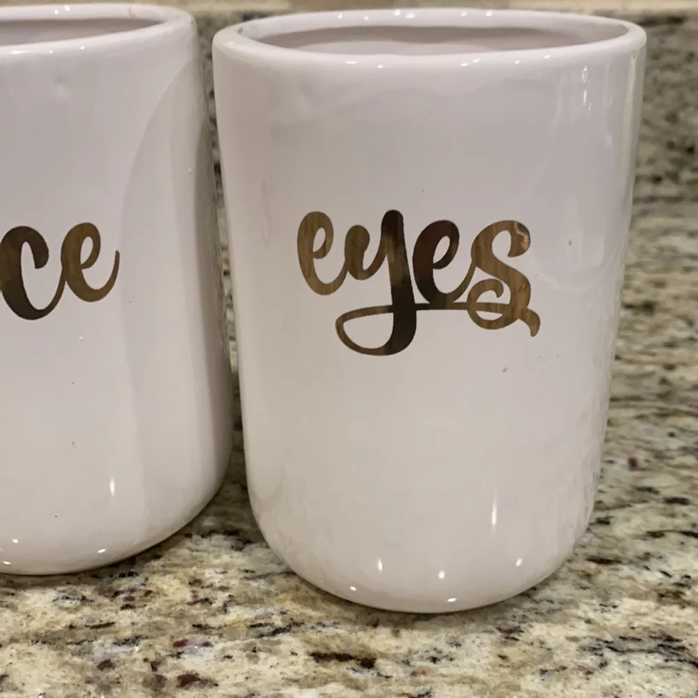 Set of 3 Ceramic Makeup Brush Jars/Holders